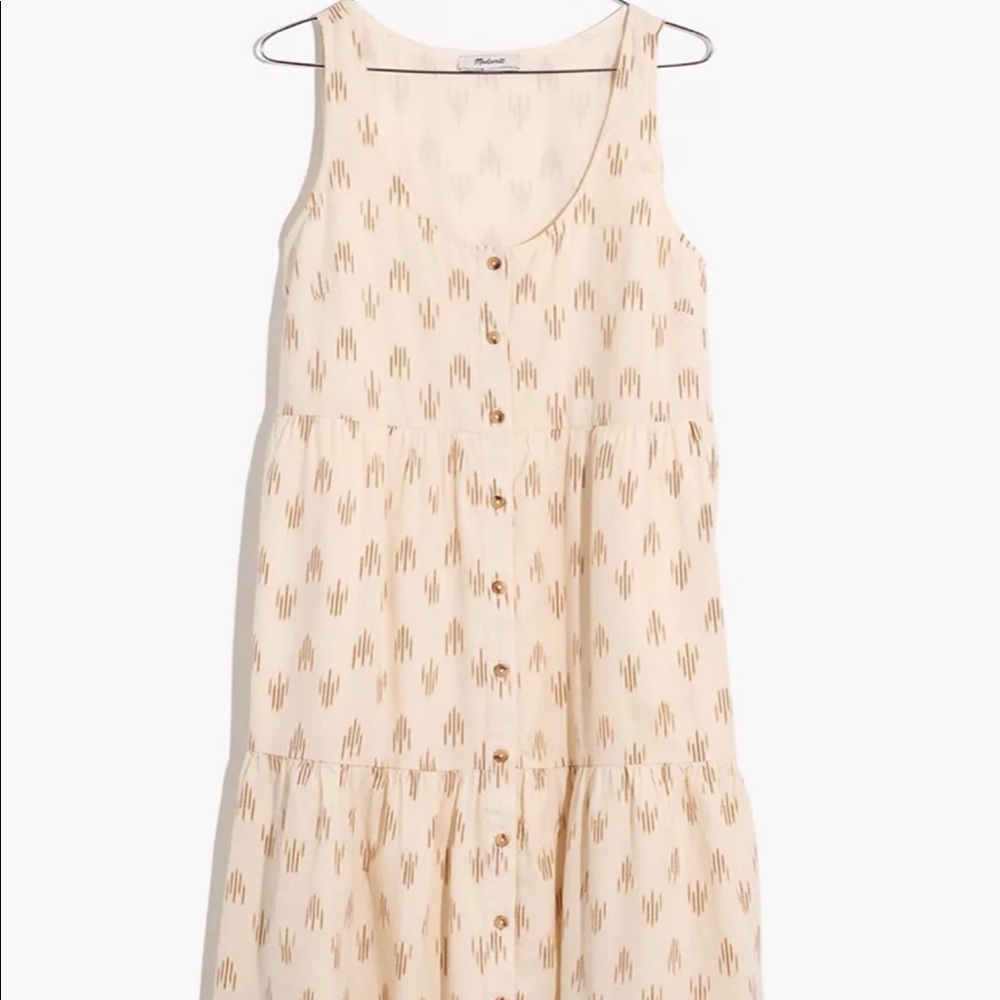 Madewell Sleeveless button front tiered dress